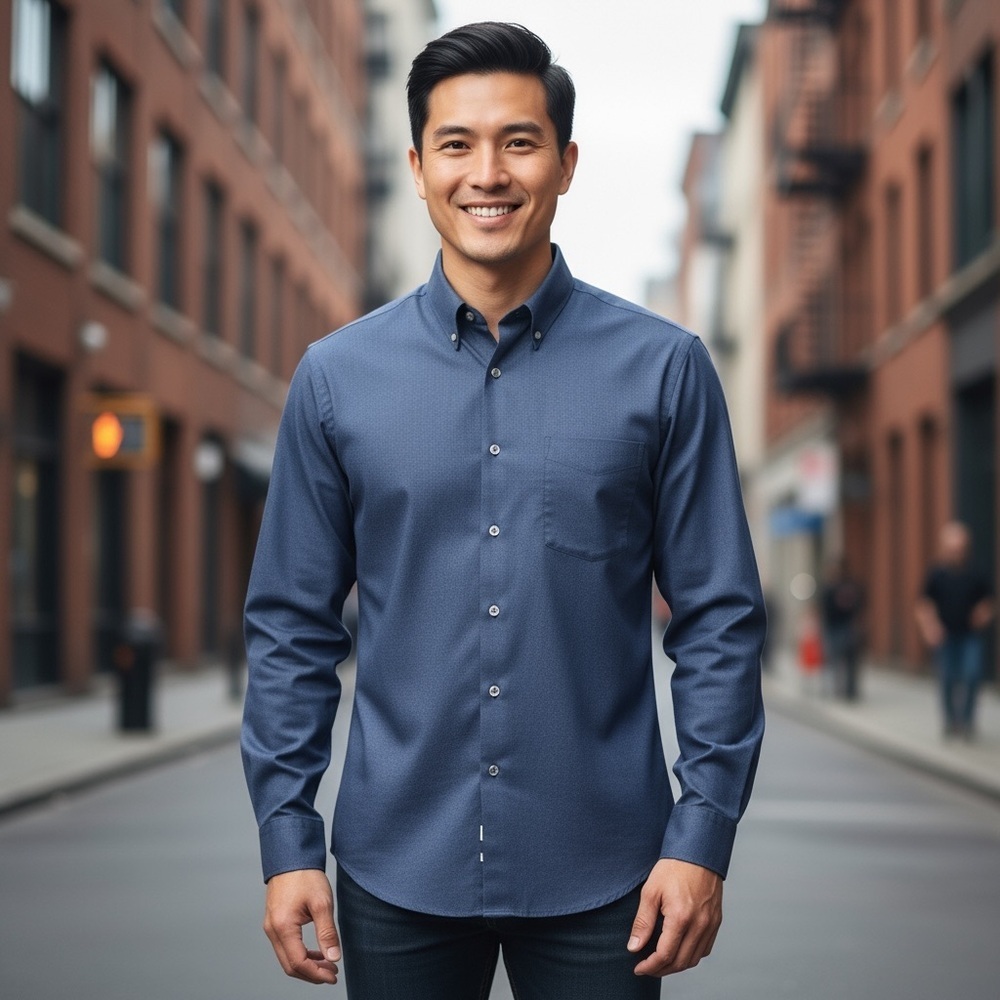 Joseph & Feiss Men’s Dress Shirt XL Egyptian Cotton Long Sleeve Blue